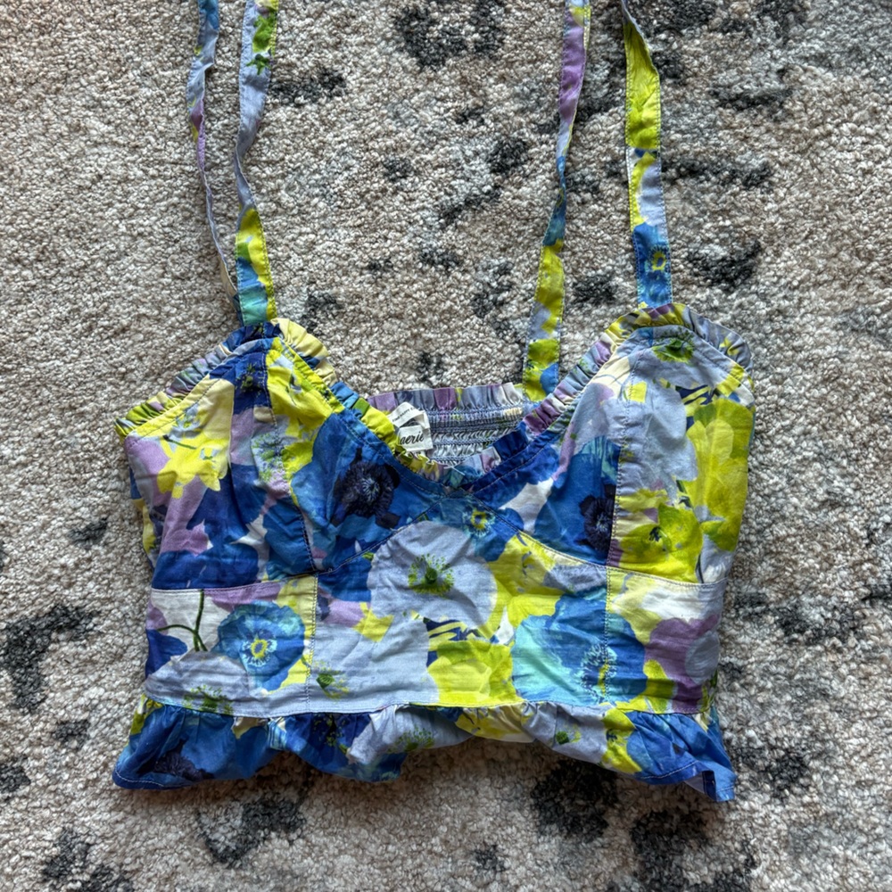 Aerie floral tie strap crop top